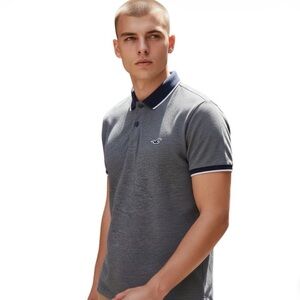 Hollister Dark Gray Polo Shirt with Navy Accents